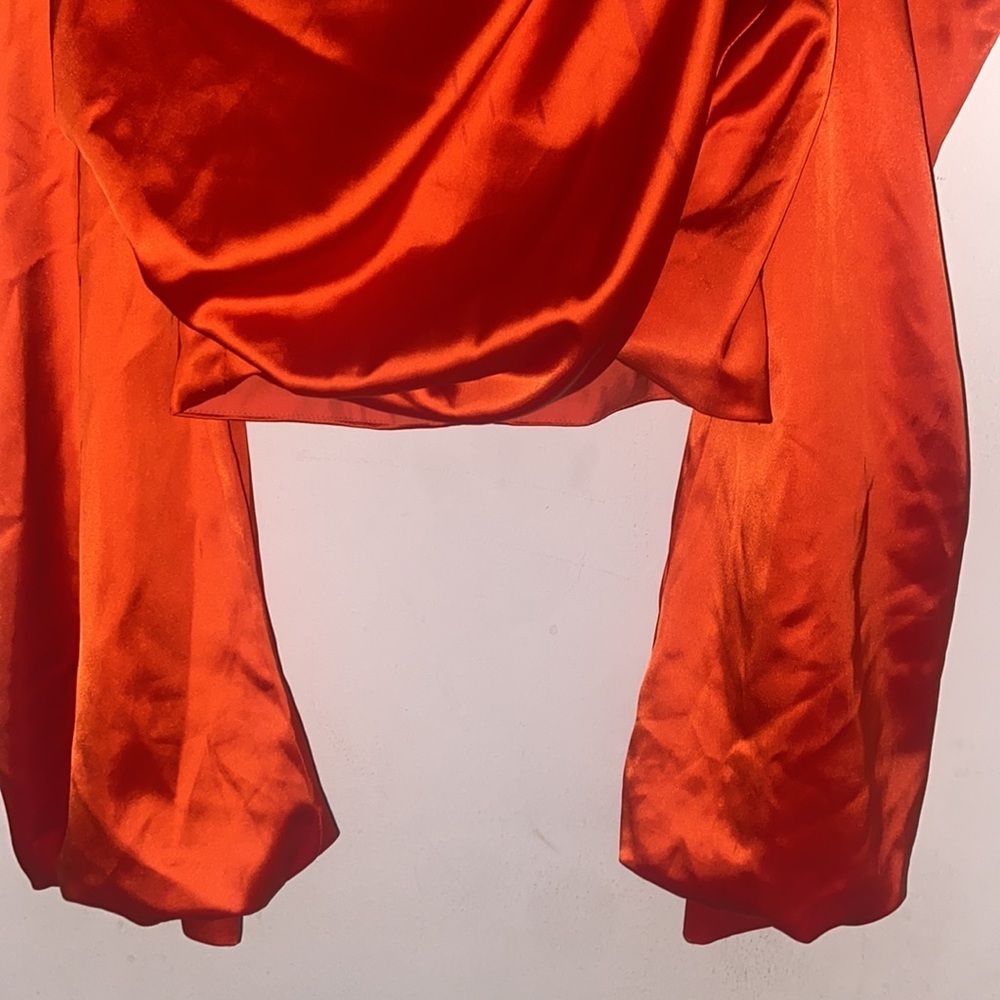 KARISHMA ORANGE LUXE SATIN BLOUSE - Picture 4 of 8